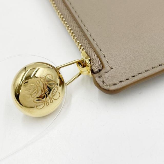 LOEWE ロエベ カードケース フラグメントケース CANBZ40 ベージュ系 カーフ ユニセックス コインケース ゴールド金具 美品【本物保証】_6