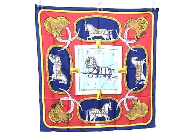 HERMES エルメス スカーフ カレ90 Grand Apparat 盛装の馬 - マルチカラー シルク100% レディース 大判 美品【本物保証】