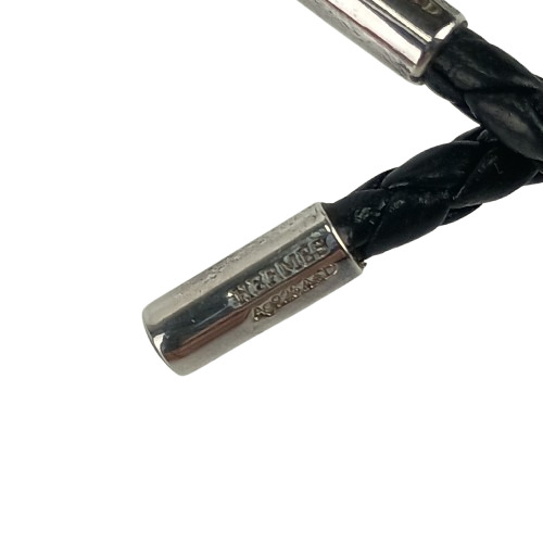 HERMES エルメス キーホルダー/チャーム チャーム - ブラック シルバー レザー Ag925 ユニセックス 編込み【本物保証】 HERMES エルメス キーホルダー/チャーム チャーム - ブラック シルバー