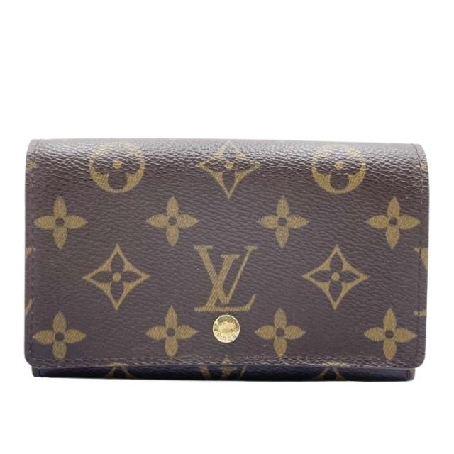 LOUIS VUITTON ルイヴィトン 財布 モノグラム ポルトモネビエ･トレゾール M61730 ブラウン モノグラム レディース 二つ折り財布 美品【本物保証】