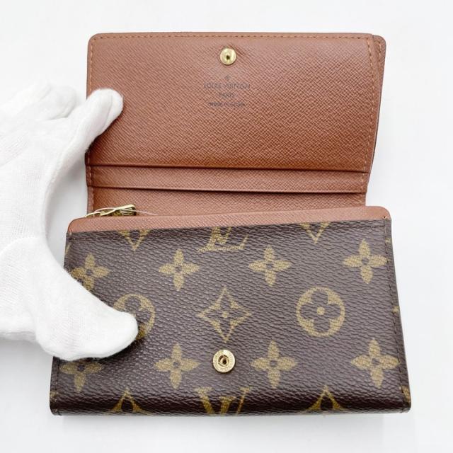 LOUIS VUITTON ルイヴィトン 財布 モノグラム ポルトモネビエ･トレゾール M61730 ブラウン モノグラム レディース 二つ折り財布 美品【本物保証】_4