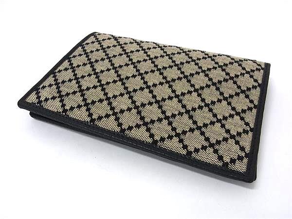 GUCCI グッチ パスポートケース ディアマンテ 143385 ブラウン系 ブラック キャンバス レザー ユニセックス 美品【本物保証】_2