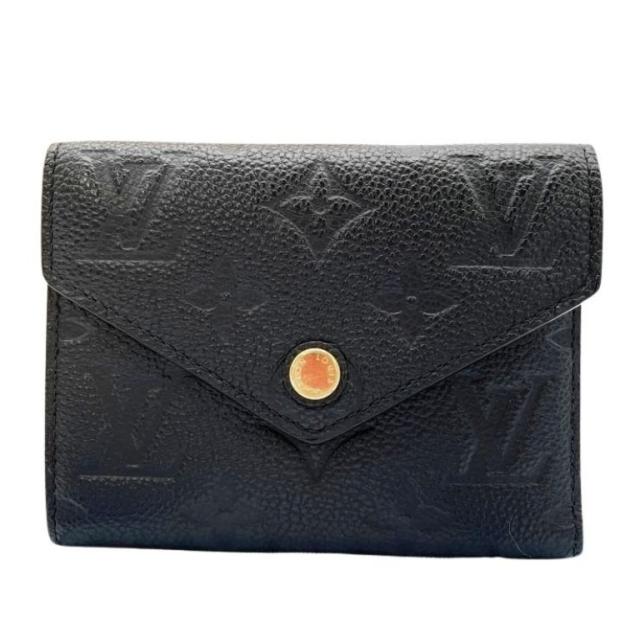 LOUIS VUITTON ルイヴィトン 三つ折り財布 ポルトフォイユ･ヴィクトリーヌ M64060 ノワール(ブラック)系 モノグラム アンプラント レディース ゴールド金具 美品【本物保証】