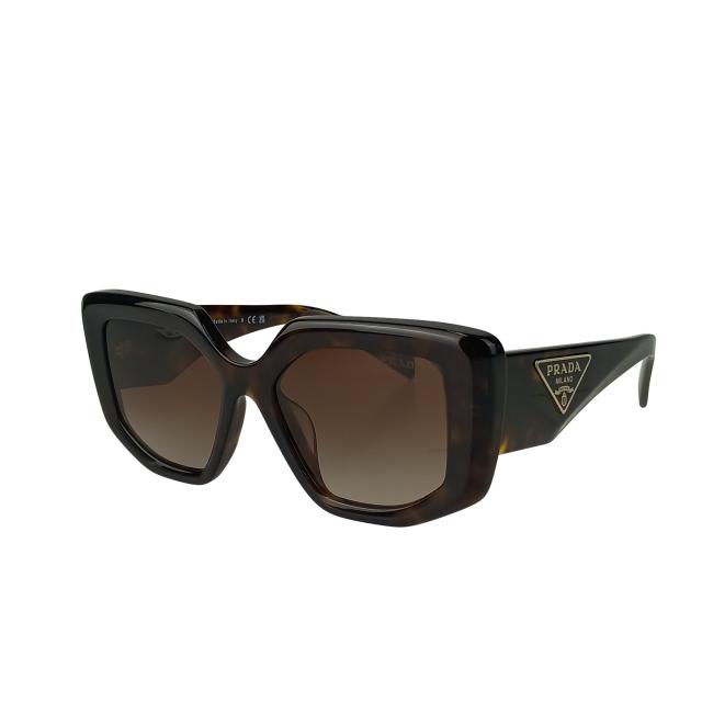 PRADA プラダ アイウェア シンボル ジオメトリック サングラス SPR 14Z-F ブラウン系 アセテート ユニセックス 三角ロゴプレート 超美品【本物保証】