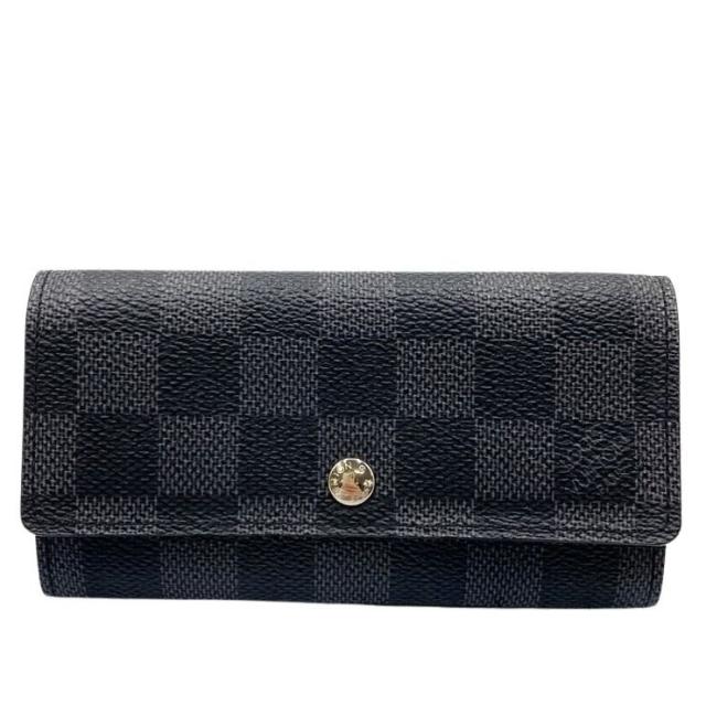 LOUIS VUITTON ルイヴィトン キーケース グラフィット ポルトクレ･ヴォワテュール N63139 ブラック系 ダミエ グラフィット メンズ 3連 美品【本物保証】
