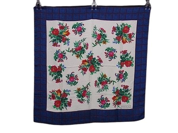 TIFFANY＆Co ティファニー スカーフ マルチカラー シルク100% レディース 花 フラワー 超美品【本物保証】