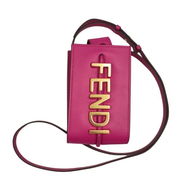FENDI フェンディ ショルダーバッグ グラフィ ショルダーフォンポーチ 7AS192 ピンク系 レザー レディース スマホショルダー ポシェット ゴールド金具 超美品【本物保証】
