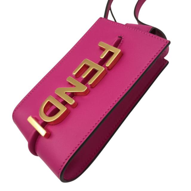FENDI フェンディ ショルダーバッグ グラフィ ショルダーフォンポーチ 7AS192 ピンク系 レザー レディース スマホショルダー ポシェット ゴールド金具 超美品【本物保証】_1