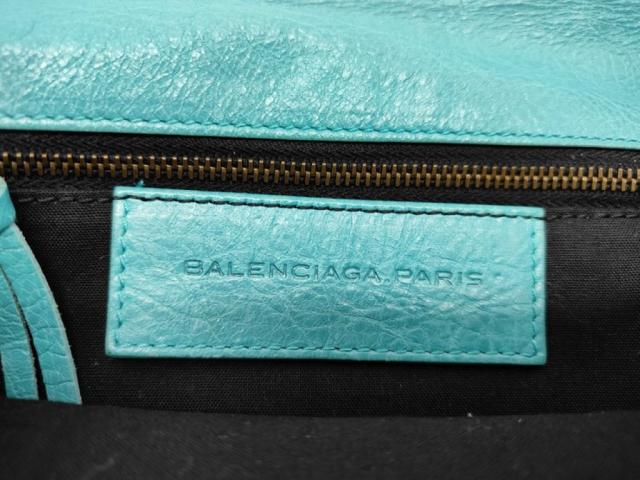 BALENCIAGA バレンシアガ ショルダーバッグ ジャイアントヒップ 319376 ターコイズブルー系 レザー レディース クラッチバッグ 美品【本物保証】