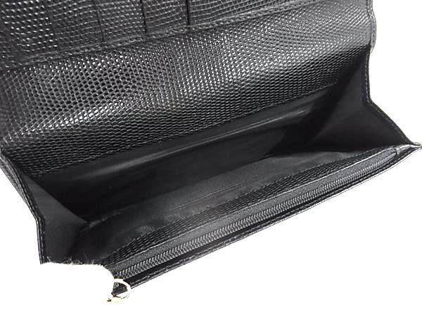 Salvatore Ferragamo フェラガモ 財布 ヴァラ 223059 ブラック リザード型押しレザー レディース 二つ折り 長財布 ゴールド金具 美品【本物保証】_4