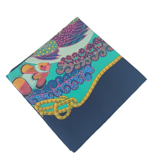 HERMES エルメス スカーフ カレ90 Grands Fonds - マルチカラー シルク100％ レディース 深海 美品【本物保証】