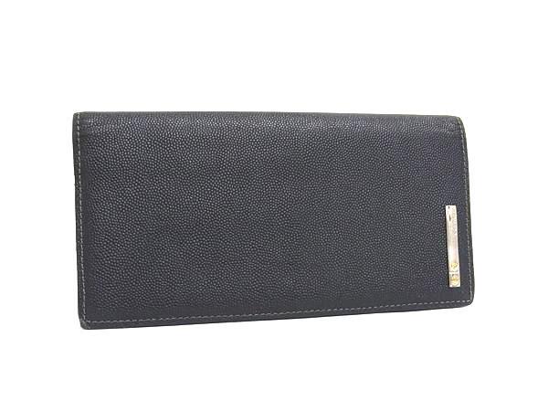 Cartier カルティエ 財布 サントス ブラック レザー メンズ 二つ折り 長財布 シルバー金具【本物保証】
