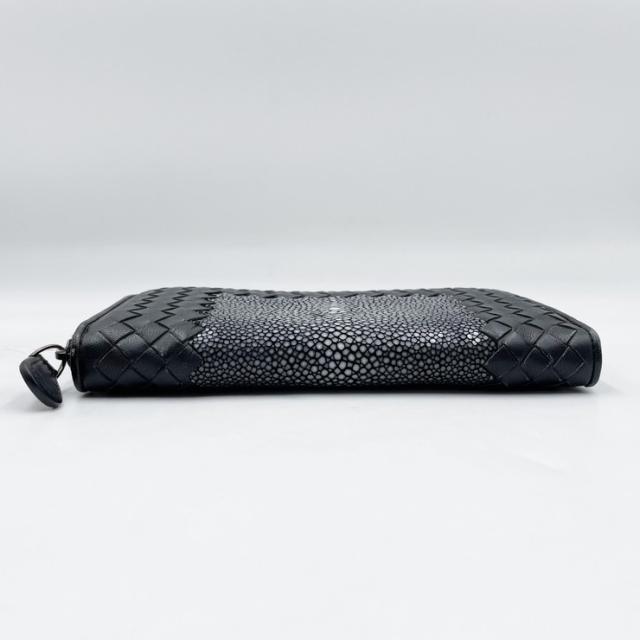 BOTTEGA VENETA ボッテガヴェネタ 財布 イントレチャート ブラック スティングレイ×ラムスキン ユニセックス ラウンドファスナー長財布 美品【本物保証】_2