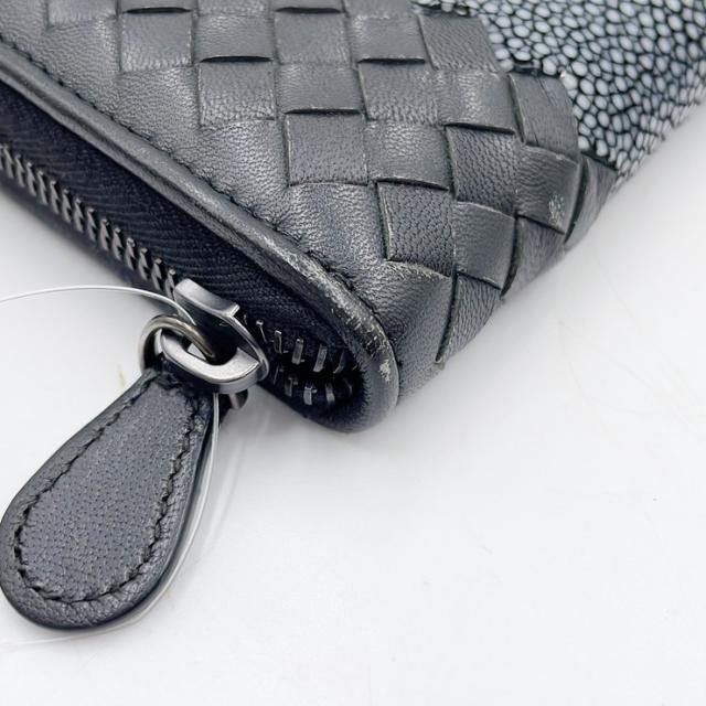 BOTTEGA VENETA ボッテガヴェネタ 財布 イントレチャート ブラック スティングレイ×ラムスキン ユニセックス ラウンドファスナー長財布 美品【本物保証】_4