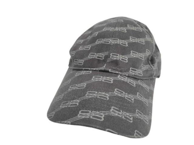 BALENCIAGA バレンシアガ キャップ BBロゴ 704104 グレー系 コットン ユニセックス 美品【本物保証】