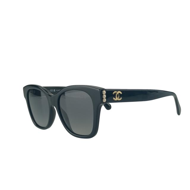 CHANEL シャネル アイウェア POLARIZED サングラス 5482HA ブラック プラスチック フェイクパール レディース ココマーク 54□17 140 ゴールド金具 超美品【本物保証】