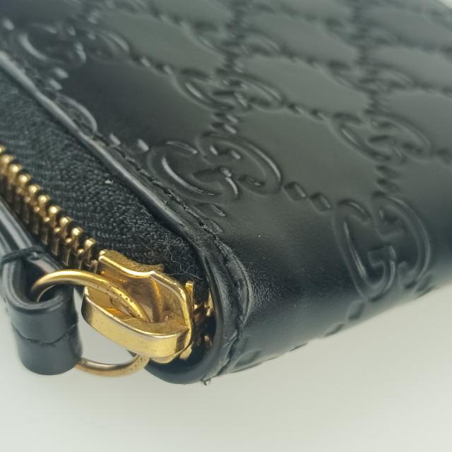 GUCCI グッチ コインケース グッチシマ ジップアラウンド コインパース 447939 ブラック レザー ユニセックス ゴールド金具【本物保証】