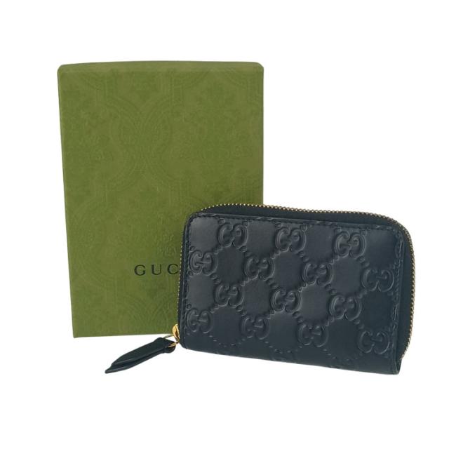 GUCCI グッチ コインケース グッチシマ ジップアラウンド コインパース 447939 ブラック レザー ユニセックス ゴールド金具【本物保証】
