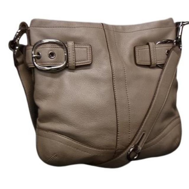 COACH コーチ ショルダーバッグ ダッフル F16514 ライトベージュ レザー レディース 美品【本物保証】