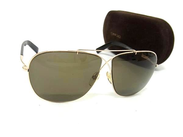 美品 TOM FORD トムフォード サングラス サングラス TF393 ゴールド ブラウン系 メタル プラスチック メンズ フルリム【本物保証】