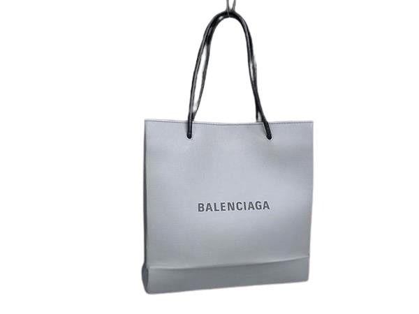 BALENCIAGA バレンシアガ ハンドバッグ 597860 グレー系 レザー レディース ショッピングトート 美品【本物保証】