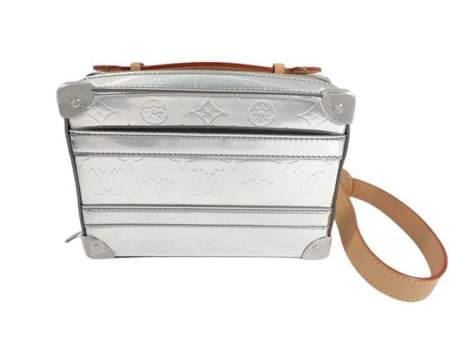 LOUIS VUITTON ルイヴィトン ハンドバッグ ソフトトランク M45885 シルバー系 モノグラム ミラー メンズ 2WAY ショルダーバッグ シルバー金具 美品【本物保証】