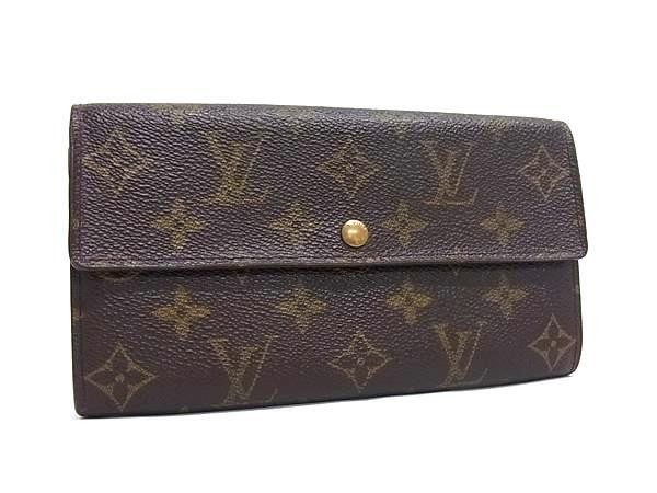 LOUIS VUITTON ルイヴィトン 長財布 ポシェット ポルト モネ クレディ M61725 ブラウン系 モノグラム ユニセックス 二つ折り 美品【本物保証】