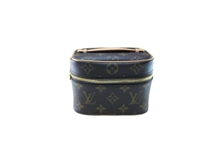 LOUIS VUITTON ルイヴィトン ハンドバッグ ニース ナノ M44936 ブラウン系 モノグラム レディース バニティバッグ ゴールド金具 美品【本物保証】