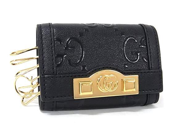 GUCCI グッチ キーケース GGマーモント 676153 ブラック レザー ユニセックス 6連 ゴールド金具 美品【本物保証】
