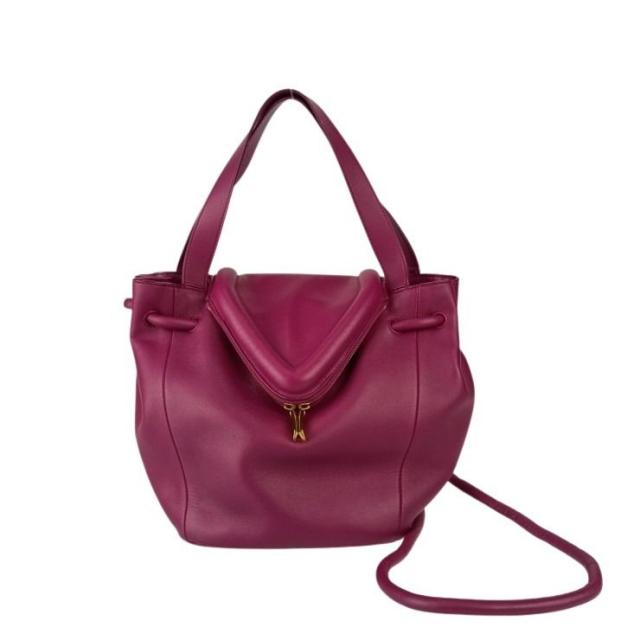 BOTTEGA VENETA ボッテガヴェネタ ショルダーバッグ BEAK ビーク 666531 パープル系 レザー レディース 2WAY ゴールド金具 美品【本物保証】