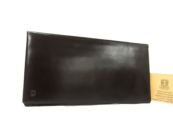 LOEWE ロエベ 財布 アナグラム - ダークブラウン レザー メンズ 二