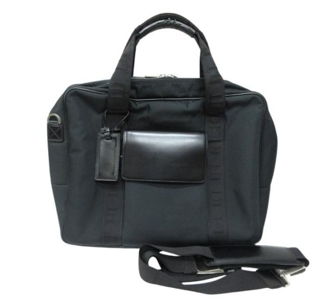 dunhill ダンヒル ビジネスバッグ トラベラーズ LC6030A ブラック系 ナイロン レザー メンズ 2WAY ショルダーバッグ シルバー金具【本物保証】