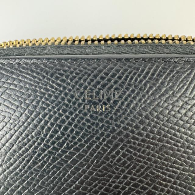 CELINE セリーヌ 二つ折り財布 スモール ジップウォレット エッセンシャル 10L20 ブラック系 レザー ユニセックス ラウンドファスナー ゴールド金具 美品【本物保証】_9