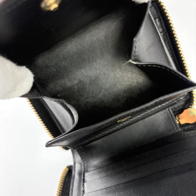 CELINE セリーヌ 二つ折り財布 スモール ジップウォレット エッセンシャル 10L20 ブラック系 レザー ユニセックス ラウンドファスナー ゴールド金具 美品【本物保証】_7