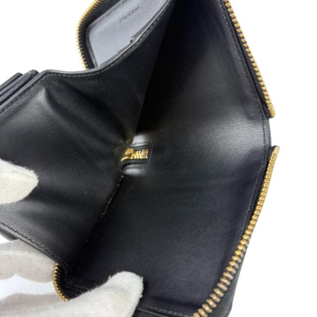 CELINE セリーヌ 二つ折り財布 スモール ジップウォレット エッセンシャル 10L20 ブラック系 レザー ユニセックス ラウンドファスナー ゴールド金具 美品【本物保証】_8