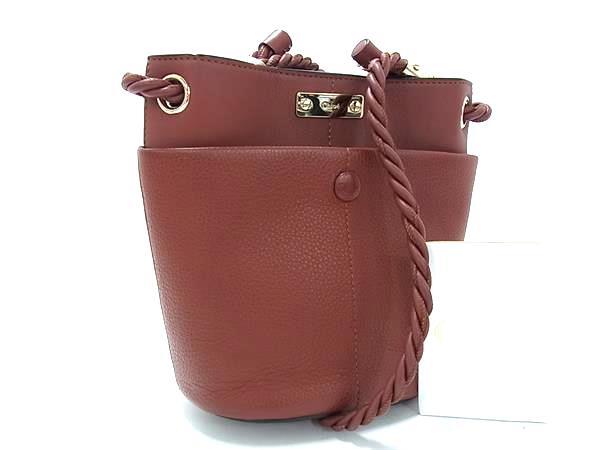 Chloe クロエ ショルダーバッグ KEY キー バケットバッグ スモール ブラウン レザー レディース 美品【本物保証】