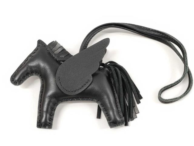 HERMES エルメス バッグチャーム ロデオチャーム ペガサスPM - ソーブラック アニョーミロ レディース 超美品【本物保証】