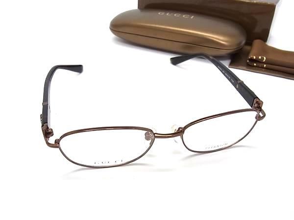 GUCCI グッチ 眼鏡 メガネフレーム GG8555J ブロンズ系 チタン レディース 伊達メガネ インターロッキングG 美品【本物保証】
