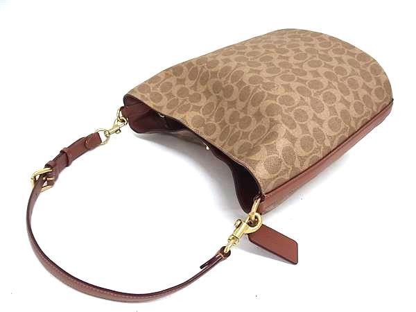 COACH コーチ ショルダーバッグ シグネチャー ウィロウ CW882 ブラウン系 PVC×レザー レディース ゴールド金具 美品【本物保証】_2