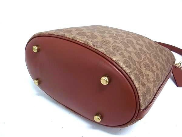 COACH コーチ ショルダーバッグ シグネチャー ウィロウ CW882 ブラウン系 PVC×レザー レディース ゴールド金具 美品【本物保証】_3