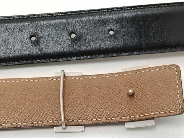 HERMES エルメス ベルト コンスタンス Hベルト ブラック ゴールド系 レザー ユニセックス リバーシブル シルバー金具 美品【本物保証】