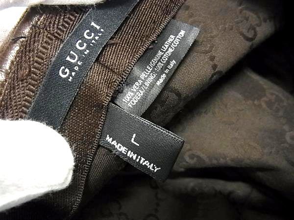 GUCCI グッチ 帽子 シェリーライン ハット - ブラウン レザー メンズ