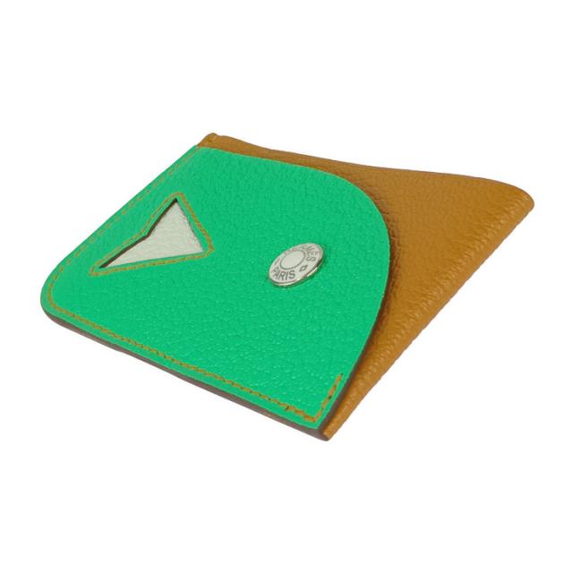 超美品 エルメス カードケース POISSON ポワソン H084483CKAC CARAMEL+VERT COMICS+VERT FIZZ グリーン系 ブラウン系 シェーブル 名刺入れ パスケース B刻印【本物保証】_1