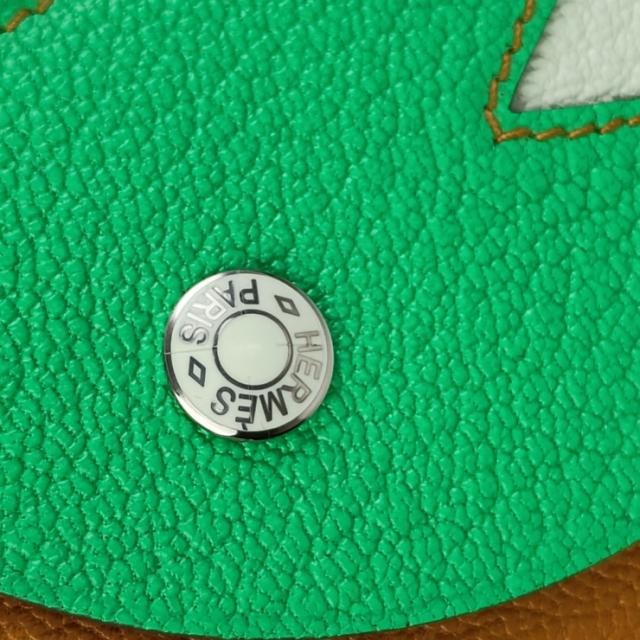 超美品 エルメス カードケース POISSON ポワソン H084483CKAC CARAMEL+VERT COMICS+VERT FIZZ グリーン系 ブラウン系 シェーブル 名刺入れ パスケース B刻印【本物保証】 超美品 エルメス カードケース POISSON ポワソン H084483CKAC CARAMEL+