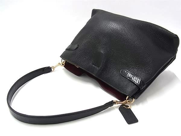 COACH コーチ ハンドバッグ ハンナ CH537 ブラック レザー パイソン型押しレザー レディース 2WAY ゴールド金具 美品【本物保証】_3