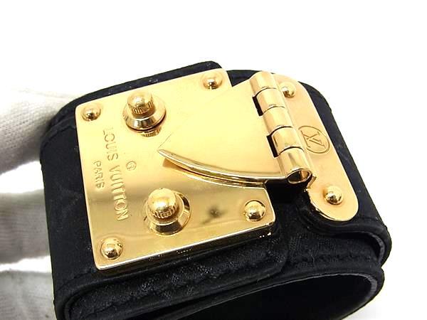 LOUIS VUITTON ルイヴィトン ブレスレット ブラスレ セリュール M92118 ブラック モノグラムサテン ユニセックス ゴールド金具 美品【本物保証】_3
