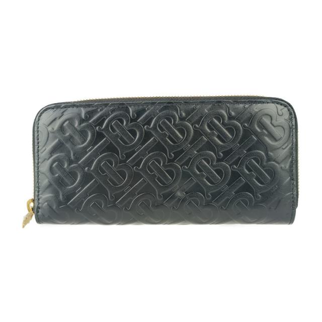 新古未使用展示品 BURBERRY バーバリー 長財布 ジップウォレット TBモノグラム 8011601 ブラック エンボスレザー レディース ラウンドファスナー ゴールド金具【本物保証】