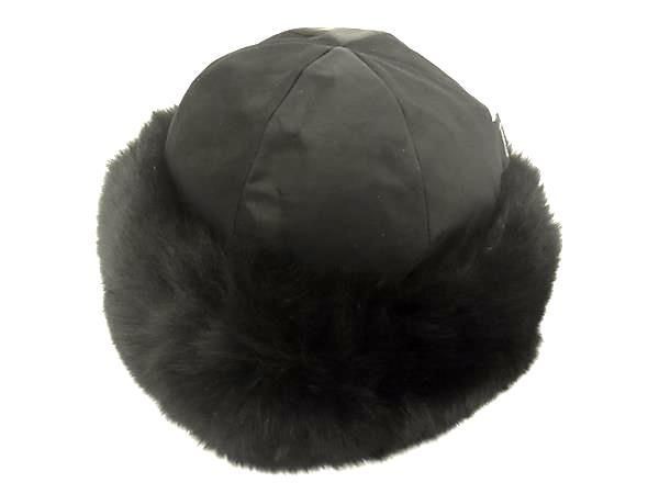MONCLER モンクレール ハット フライトキャップ A2-093-00361-00-04992 ブラック系 ナイロン100%×フォックスファー ユニセックス 美品【本物保証】