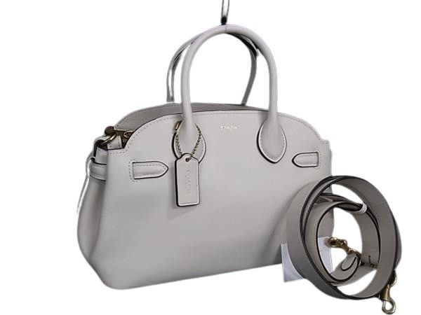 COACH コーチ ハンドバッグ エンパイア キャリーオール 26 CU066 ライトベージュ レザー レディース 2WAY 超美品【本物保証】