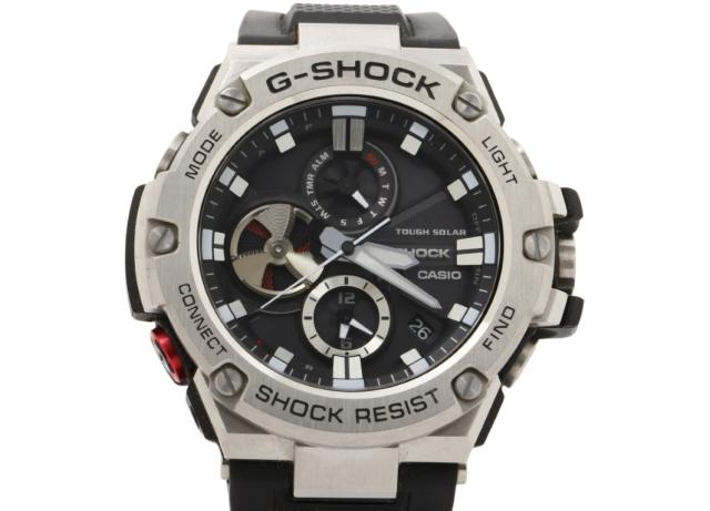 CASIO カシオ 時計 GSHOCK GSTEEL GSTB100 Series GSTB100 ブラック シルバー 樹脂／ステンレススチール メンズ アナログ 美品【本物保証】